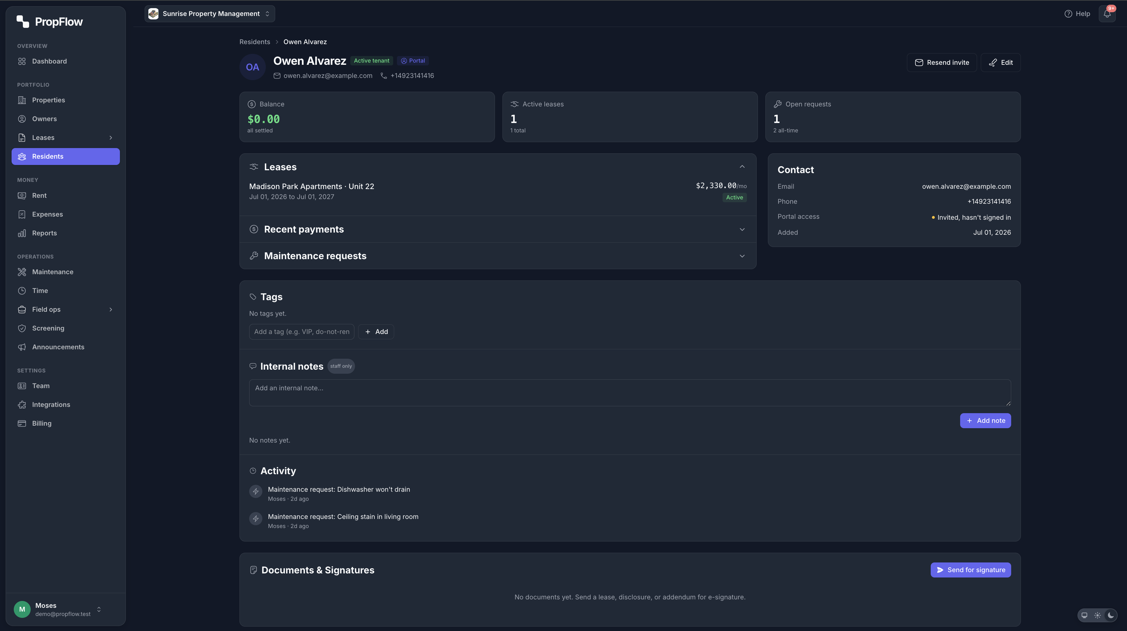 Resident & lease overview